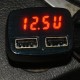 Digitální LED Voltmetr (4 v 1) 12 V, 2 X USB nabíječka 5 V 3,1 A a teploměr.