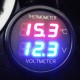 Digitální duální dvoubarevný LED Voltmetr (2 v 1) 12 V/24 V a teploměr.